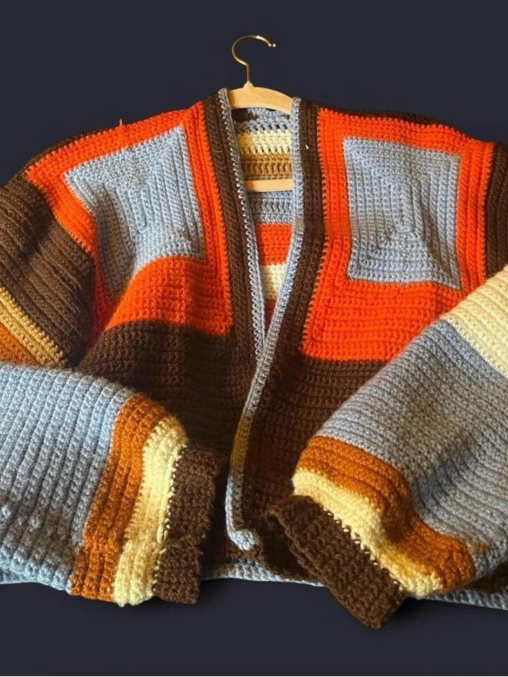Handmade Colorblock Women’s Cropped Cardigan
